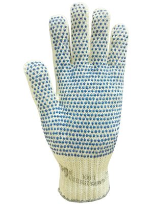 Guante jersey galga 7 de algodón y poliéster. Pesado. Moteado azul 1 cara. 1100A