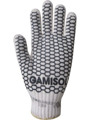 Guante jersey galga 7 de algodón y poliéster. Industrial. Hexagrip negro 1 cara. 1100H