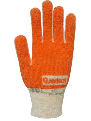 Guante terrycloth de algodón liviano. Laminado naranja en 1 cara. Largo 24 cm. 3104