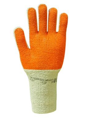 Guante terrycloth de algodón pesado y poliéster. Laminado naranja en 1 cara. 3107
