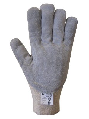 Guante terrycloth de algodón reforzado con poliéster. Liso. Refuerzo de DESCARNE en palma con cadenas. 7115CHA3