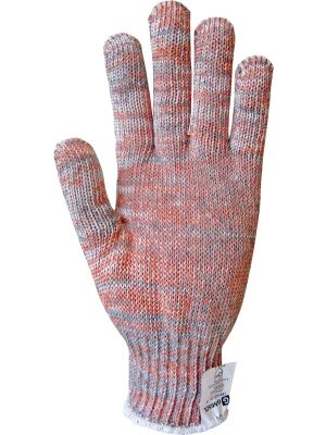 Guante tejido jersey galga 7 de hilo MAGNUM naranja y gris. Liso. 100MAGNUM