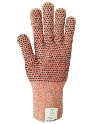 Guante tejido terrycloth de hilo MAGNUM naranja y gris. Moteado en dos caras. 2107MAGNUM