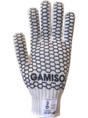 Guante tejido jersey galga 7 CUT KEEPER con hilo de acero. Pesado. Hexagrip negro en 1 cara. 1290H