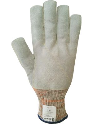 Guante tejido jersey galga 7 de hilo MAGNUM naranja y gris. Refuerzo de descarne en palma. 7101MAGNUM