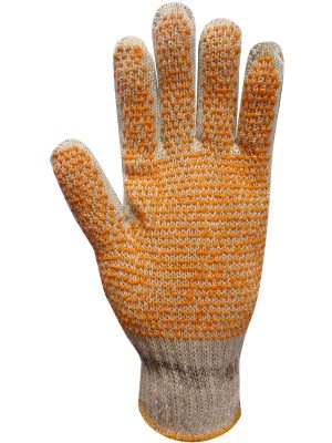 Guante jersey galga 7 de algodón. Liviano. Moteado NARANJA 1 cara. 1100FER-8