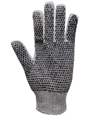 Guante jersey galga 7 de algodón gris. Liviano. Moteado negro 1 cara. 1100FER-CI