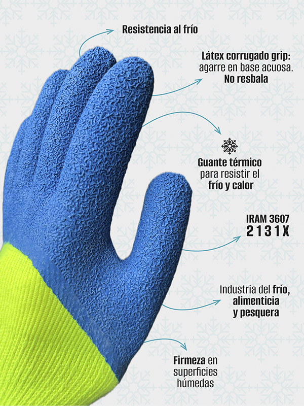 Guante tejido G10 acrílico terrycloth frizado. Bañado en LÁTEX NATURAL corrugado 3/4. Dorso ventilado. L1004 - Imagen 3