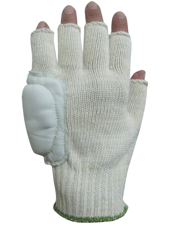 Guante jersey galga 7 de algodón y poliéster. Liso. Refuerzo de vaqueta Y FIELTRO en palma. Open Finger. 6900FIEL - Imagen 3