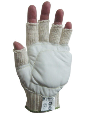 Guante jersey galga 7 de algodón y poliéster. Liso. Refuerzo de vaqueta Y FIELTRO en palma. Open Finger. 6900FIEL