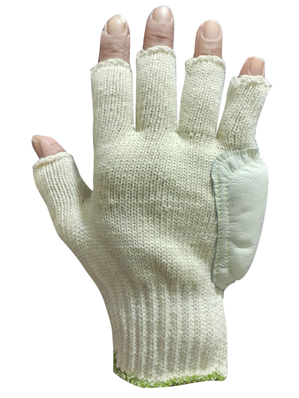 Guante jersey galga 7 de algodón y poliéster. Liso. Refuerzo de vaqueta Y FIELTRO en palma. Open Finger. 6900FIEL - Imagen 2