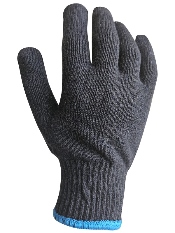 Guante tejido G7 JERSEY de algodón y poliéster negro. Moteado en una cara. 1100P - Imagen 3