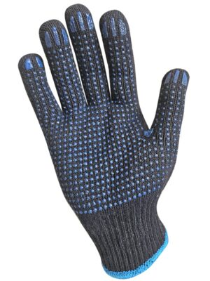 Guante tejido G7 JERSEY de algodón y poliéster negro. Moteado en una cara. 1100P